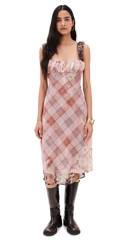 Free People Morning Dew Midi Dress Autumn Combo In Pink