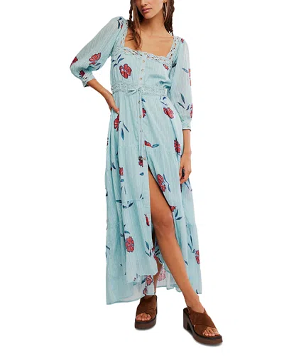Free People Morning Meadows Floral Lace Trim Maxi Dress In Multi