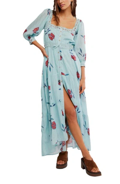 Free People Morning Meadows Floral Lace Trim Maxi Dress In Multi