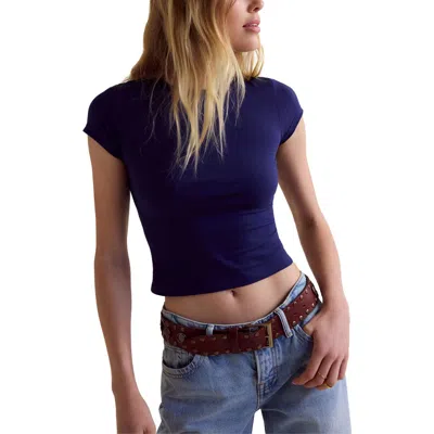 Free People Morning Pages Crop Baby T-shirt In Blue