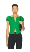 Free People Most Wanted Short Sleeve Cotton Blend Cardigan In Green