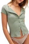 Free People Most Wanted Short Sleeve Cotton Blend Cardigan In Frozen Dew