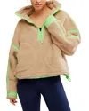 Free People Fp Movement Mountain High Fleece Half Zip Pullover In Clay Combo