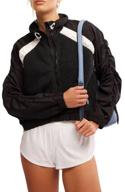 Free People Movement Amelia Water Resistant Fleece Jacket In Black/white Combo