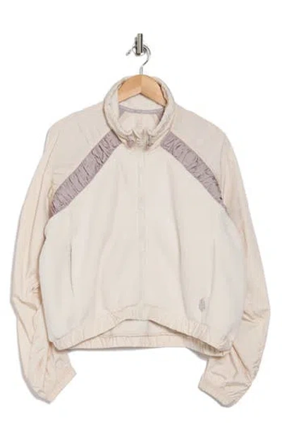 Free People Movement Amelia Water Resistant Fleece Jacket In Bleached Clay/oyster