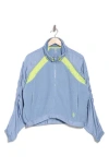 Free People Movement Amelia Water Resistant Fleece Jacket In Blue Grey/highlighte