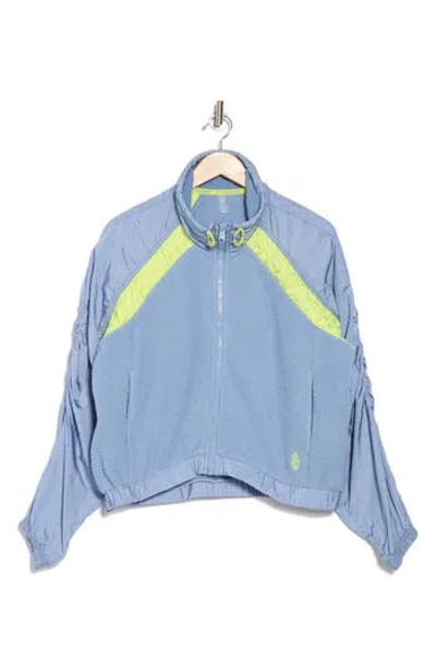Free People Movement Amelia Water Resistant Fleece Jacket In Blue Grey/highlighte