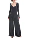 Free People Hot Shot Wide Leg Long Sleeve Jumpsuit In Black