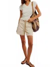 Free People Moxie Belted Drawstring Cutoff Denim Shorts In White
