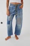 Shop Free People Moxie Low Slung Jeans In Truest Blue In Multi