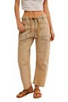 Free People Moxie Low Slung Pull-on Barrel Jeans In Cowboy In Multi