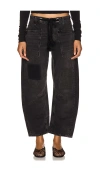 Free People Moxie Low Slung Pull On Barrel Wide Leg In Black