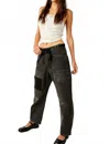 Free People Moxie Low Rise Drawstring Barrel Leg Jeans In Gray