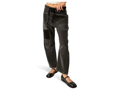 Free People Moxie Low Rise Drawstring Barrel Leg Jeans In Night Hawk 2
