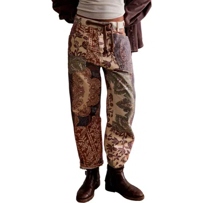 Free People Moxie Print Pants In Brown Combo