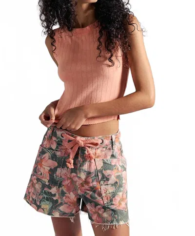 Free People Moxie Printed Barrel Shorts In Watermelon Combo In Multi