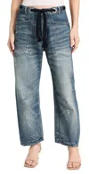 Free People We The Free Moxie Barrel Paint Splatter Jeans In Timeless Blue