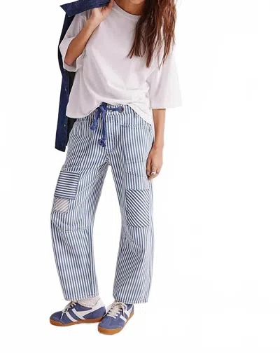 Free People Moxie Railroad Low Slung Jeans In Dark Slate In Blue