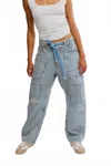 Free People Moxie Railroad Low-slung Jeans In Dark Slate In Multi