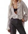Free People My Best Long Sleeve Button Front Top In Winter Fog In Blue