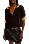 Free People My Love Lace Top In Black Combo