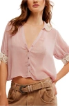 Free People My Love Lace Top In Pale Mauve Combo