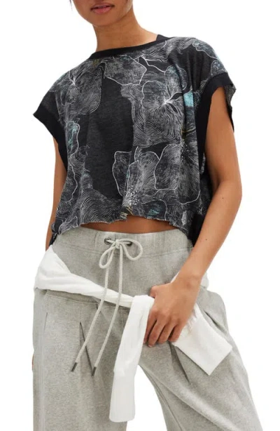Free People My Time Print T-shirt In Black