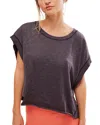 Free People Fp Movement My Tee Time Open Back T-shirt In Black