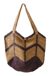 Free People Mykonos Straw Tote In Espresso Combo