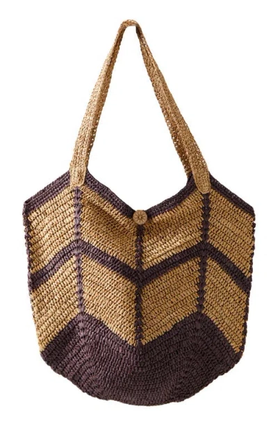 Free People Mykonos Straw Tote In Espresso Combo