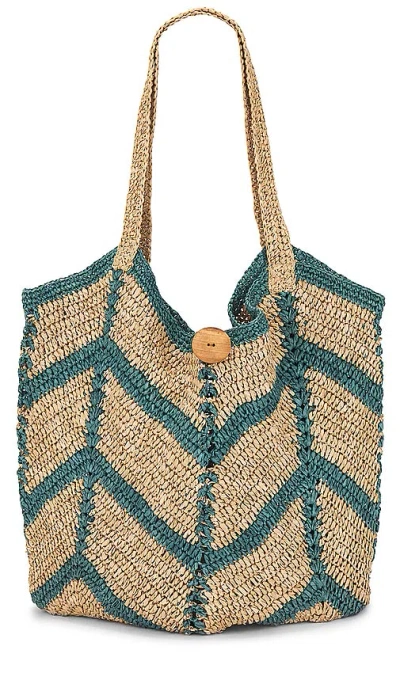 Free People Mykonos Straw Tote In Seascape Combo