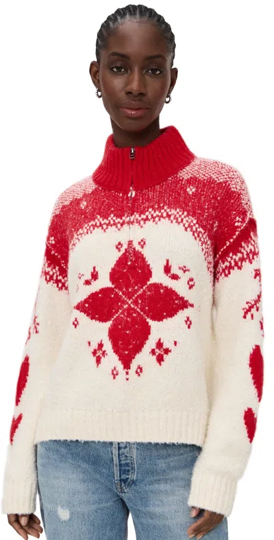 Free People Mythical Sweater Vanilla Scarlet Combo In Red