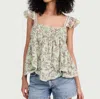 Free People Nala Printed Babydoll Top In Sweet Mint Combo In Green