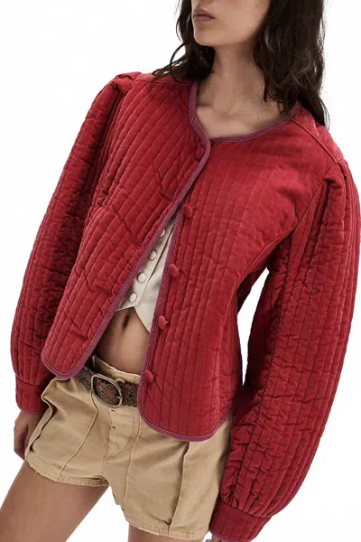 Free People Natalia Long Sleeve Velvet Jacket In Red