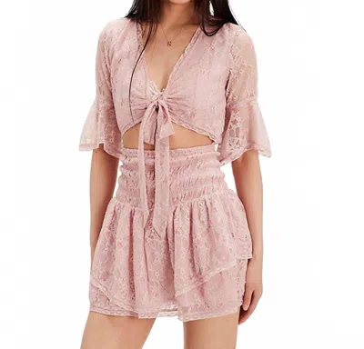 Free People Natural Lala Lace Mini Dress In Pink