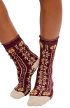 Free People Nearly Nordic Cotton Blend Crew Socks In Brown