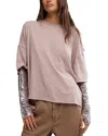 Free People Nellie Sequin Twofer Top In Mauve