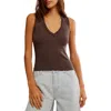 Free People Neria V Neck Tank In Double Espresso
