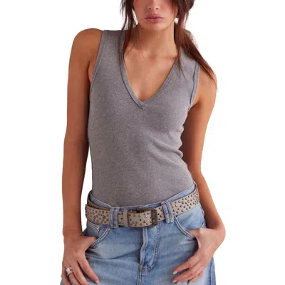 Free People Neria Stretch Cotton Rib Tank In Gray