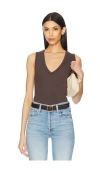 Free People Neria V Neck Tank In Chocolate