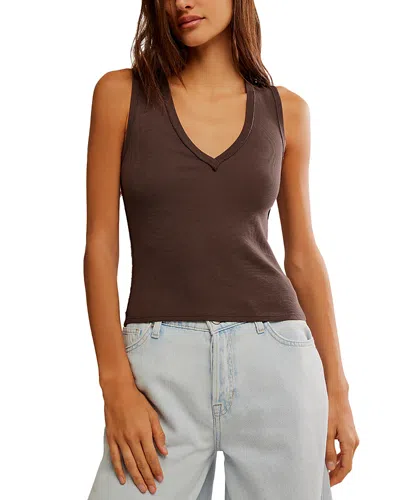 Free People Neria V Neck Tank In Double Espresso