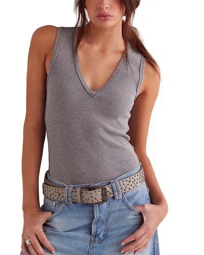Free People Neria Stretch Cotton Rib Tank In Gray