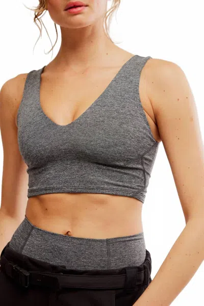 FREE PEOPLE NEVER BETTER CROP CAMI TOP IN BLACK HEATHER
