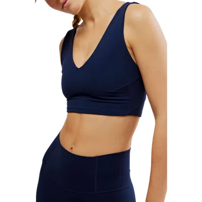 Free People Never Better Crop V-neck Tank In Midnight Navy