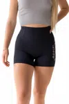 Free People Never Better Logo Bike Shorts In Black In Black