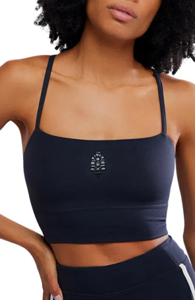 Free People Never Better Longline Sports Bra In Blue
