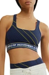 Free People Logo Never Better Square Neck Sports Bra In Black Combo