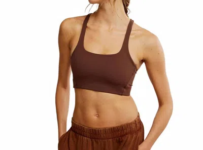 FREE PEOPLE NEVER BETTER SQUARE NECK SPORTS BRA IN COCOA