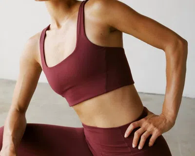 Free People Never Better Square Neck Sports Bra In Oxblood In Orange