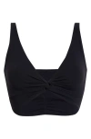 Free People Never Better Twist Front Sports Bra In Black